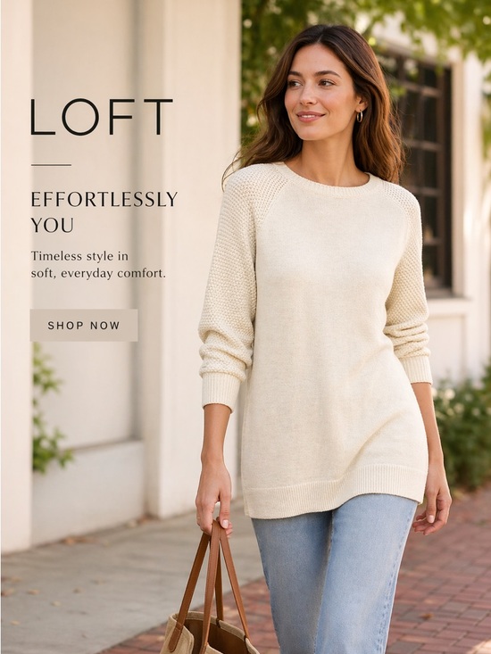 LOFT Sweaters - LOFT Women's Ivory Crew‎ Neck Sweater